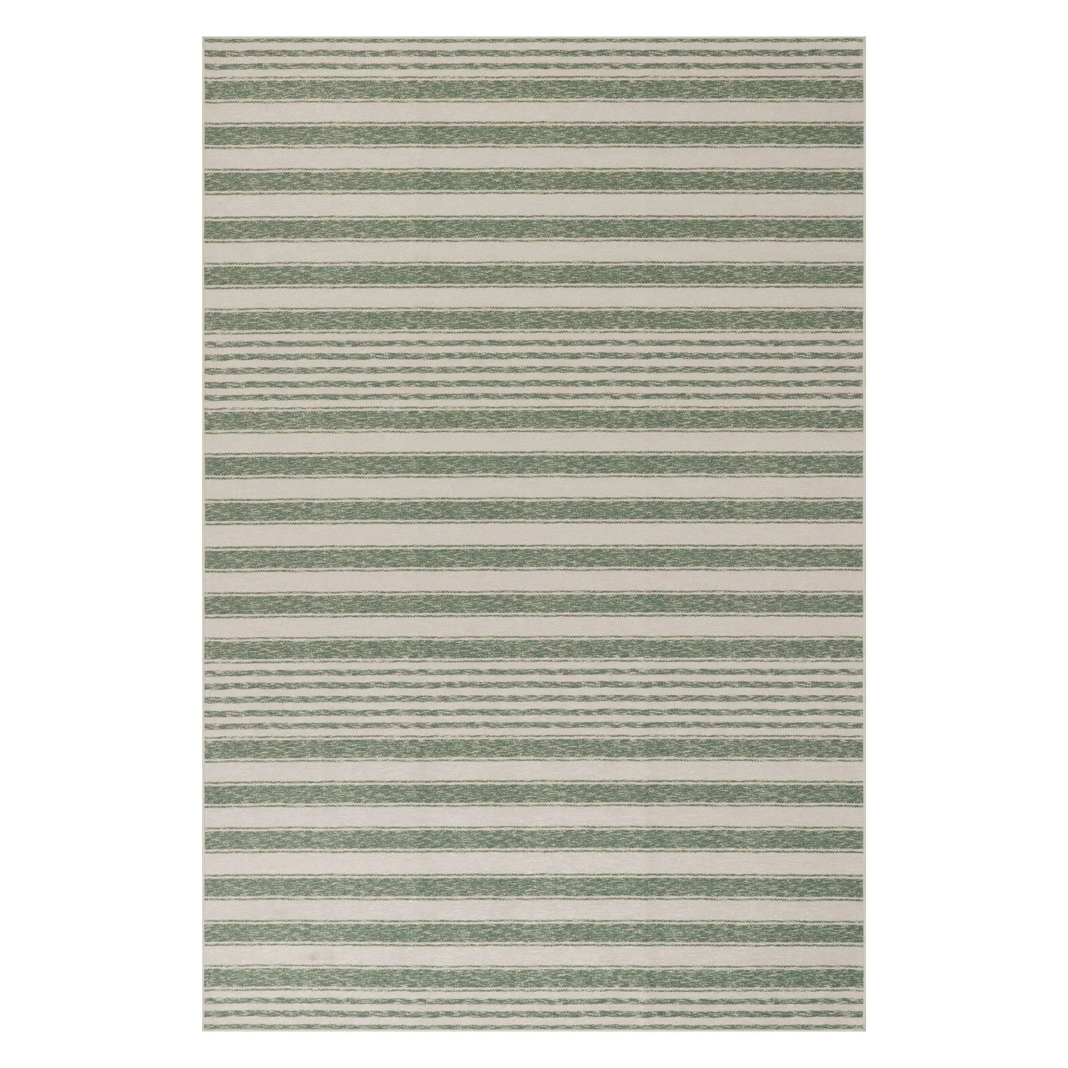 Xaren Coastal Striped Machine Washable Rug