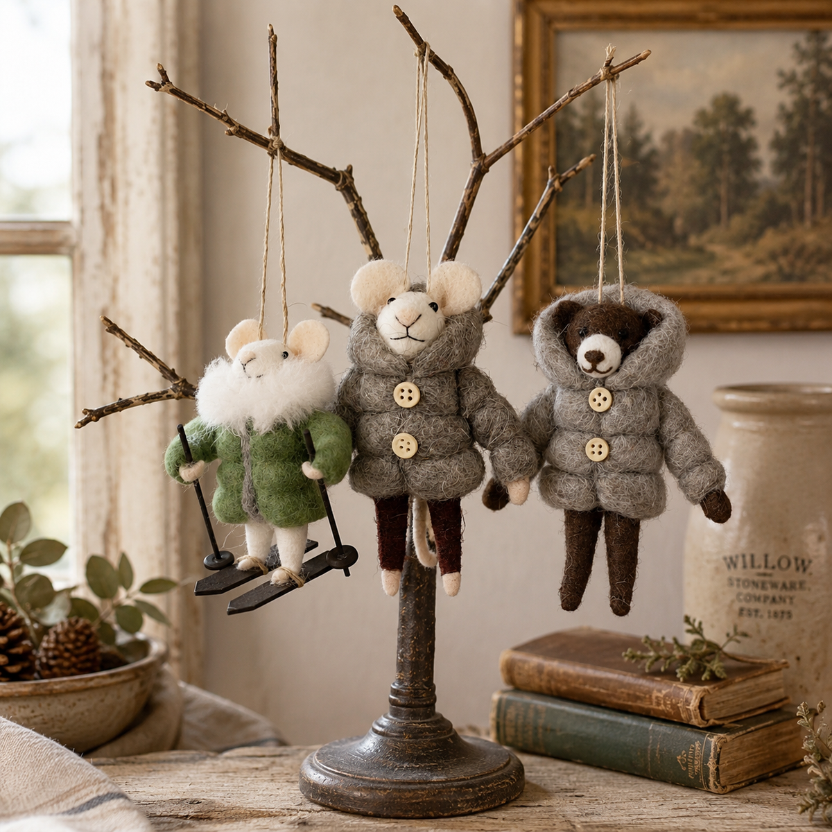 Wool Felt Animal In Jacket Ornament