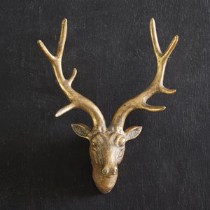 Antiqued Gold Deer Head Wall Hanging