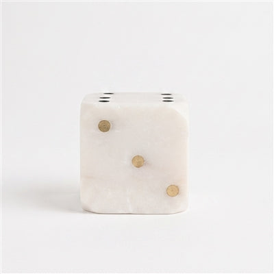 Marble Dice w/ Brass Dots 3" x 3"