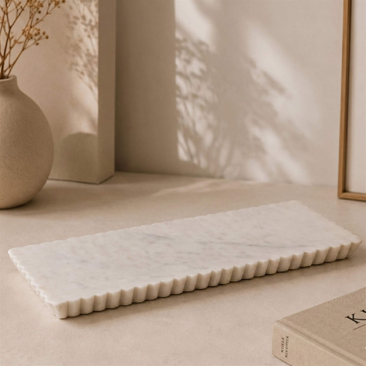 White Marble Scalloped Vanity Tray