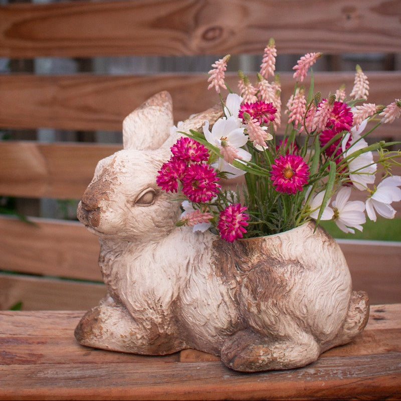 Faux Concrete Rabbit Planter