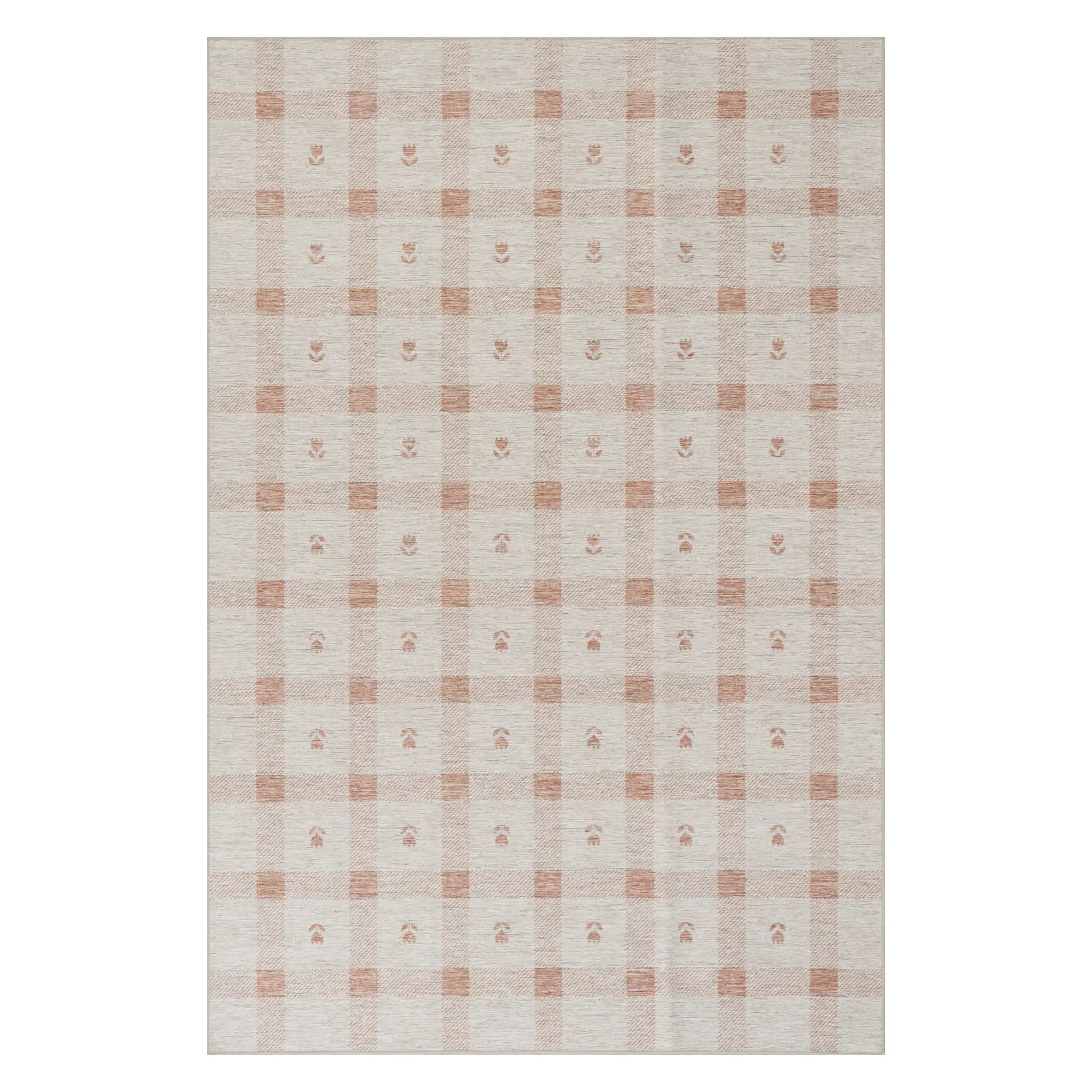 Elenica Modern Plaid Machine Washable Rug