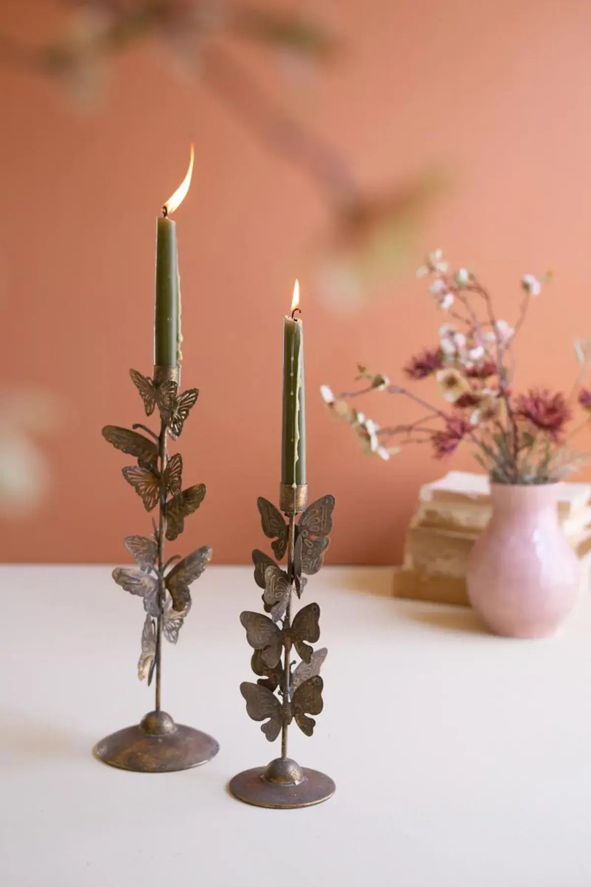 Butterflies Taper Candle Holder Set