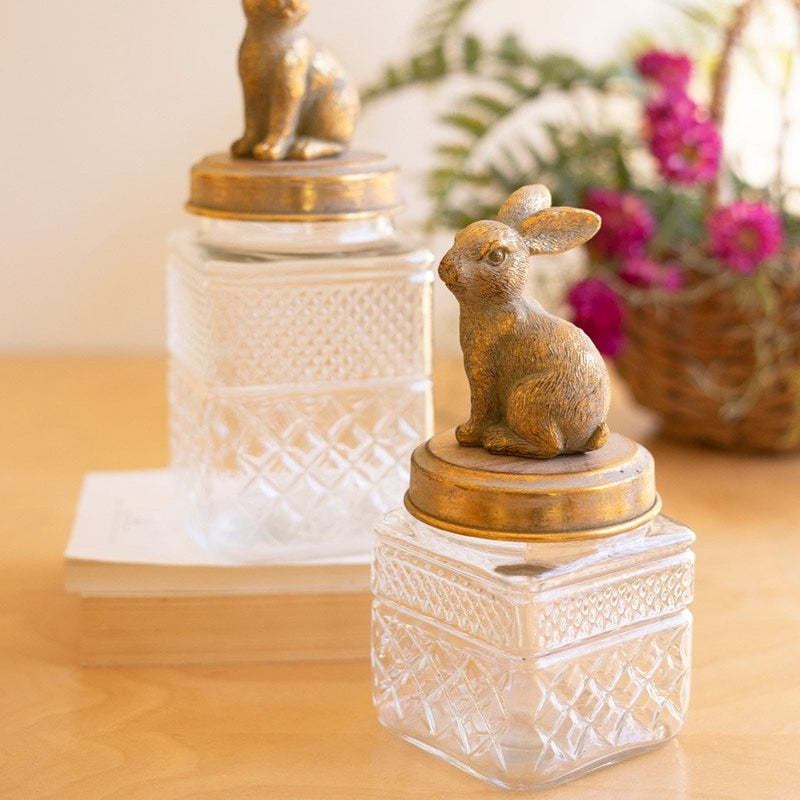Resin & Glass Rabbit Canister Set
