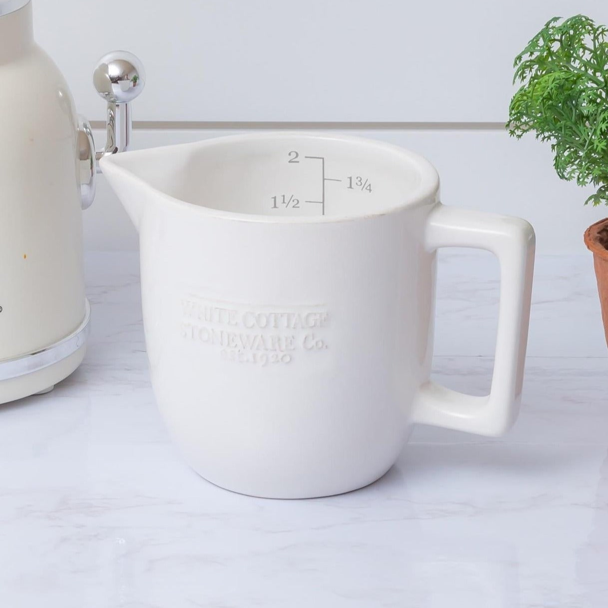 Embossed White Cottage Co Measuring Cup