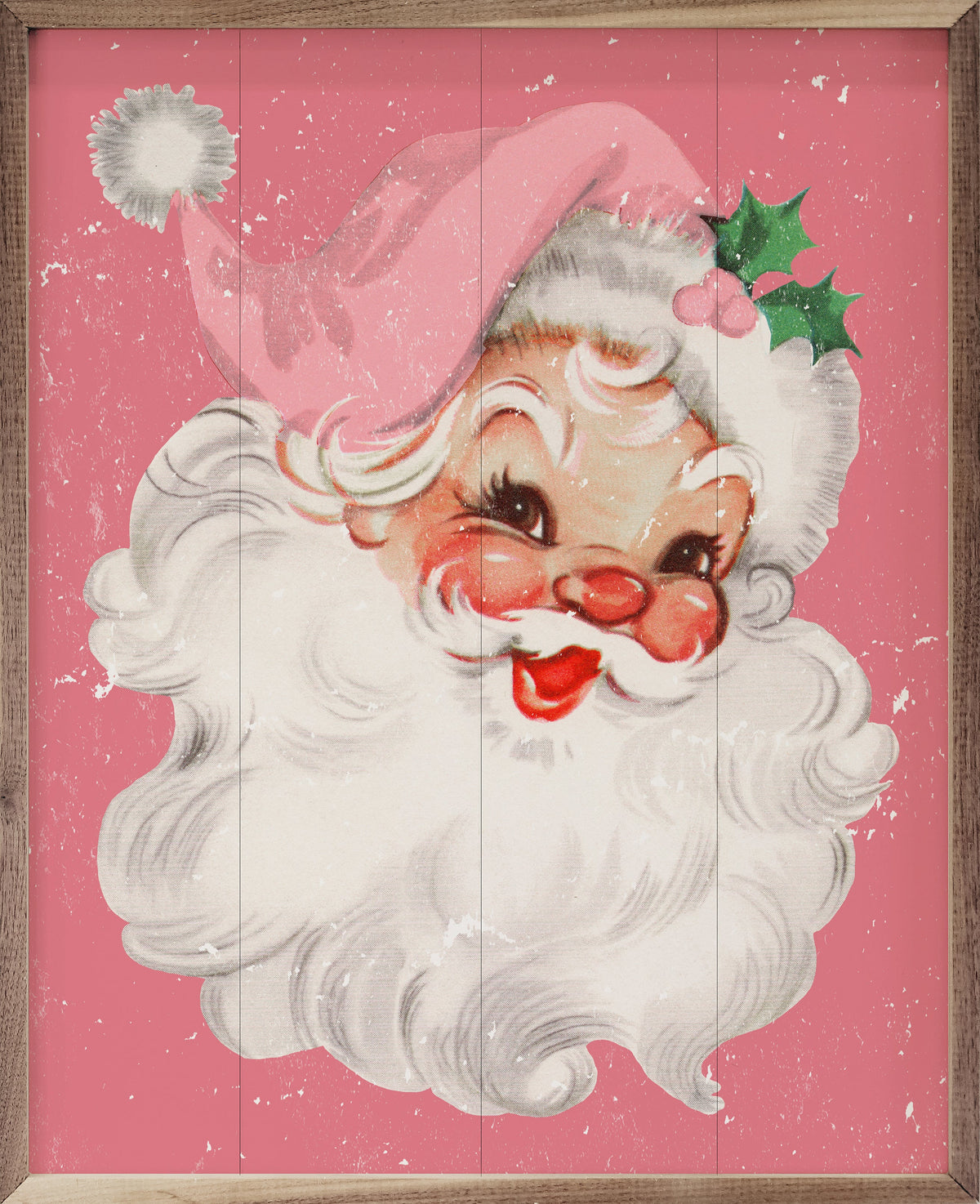 Pink Santa Wood Framed Print