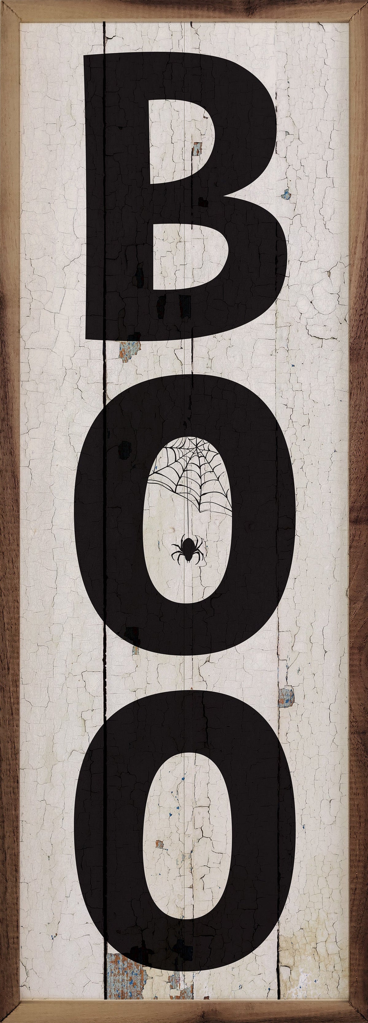 BOO Spiderweb Wood Framed Print