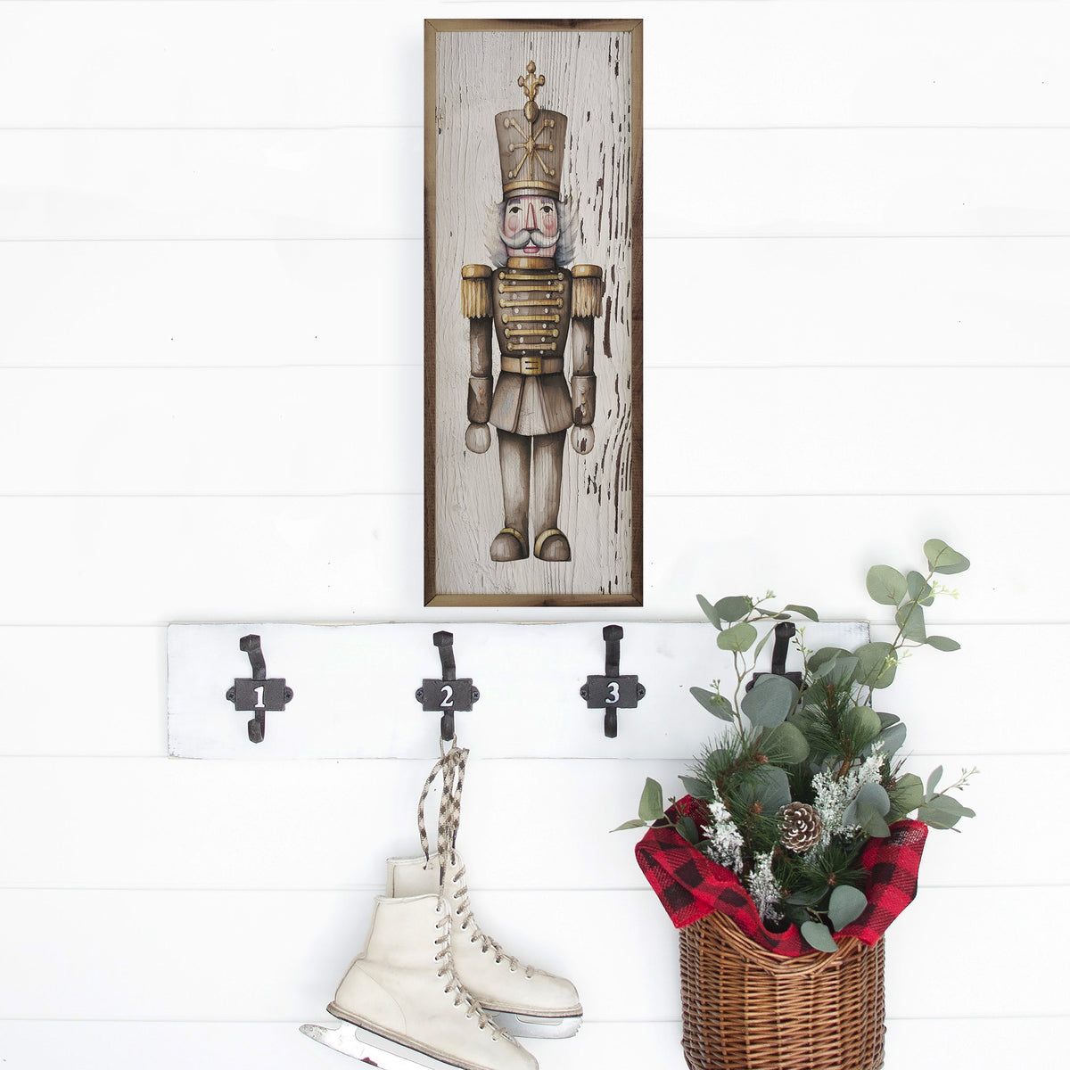 Gold Nutcracker Whitewash Wood Framed Print
