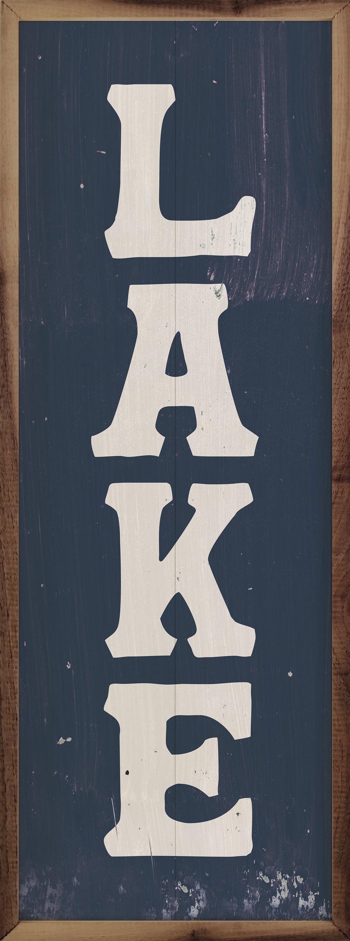 Lake Dark Blue Wood Framed Print