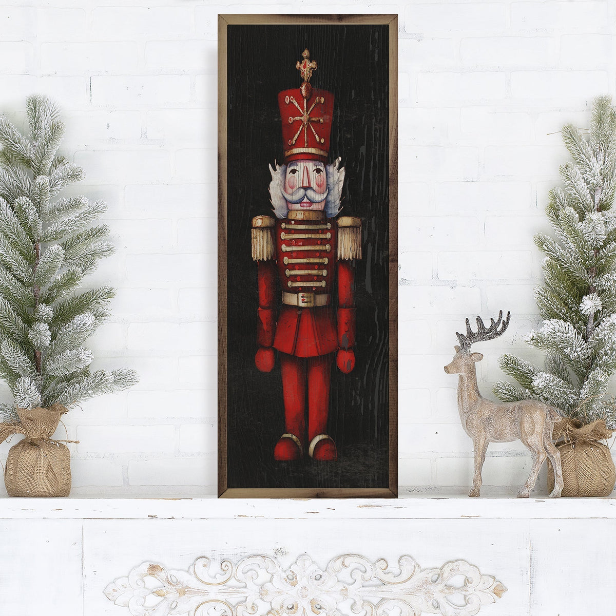 Red Nutcracker Black Wood Framed Print
