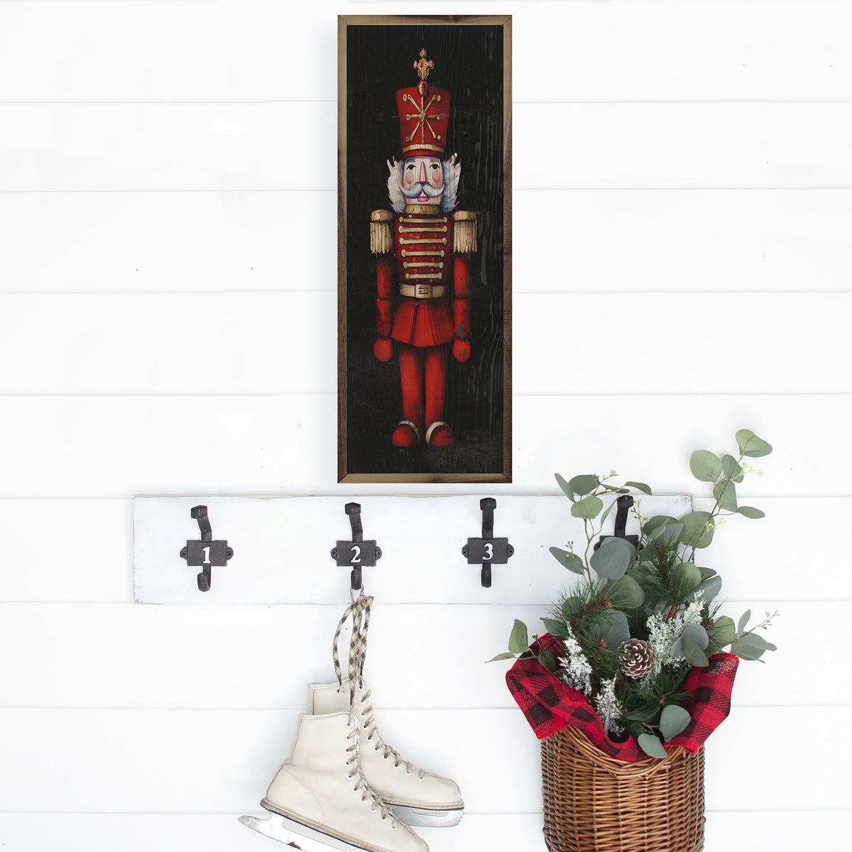 Red Nutcracker Black Wood Framed Print
