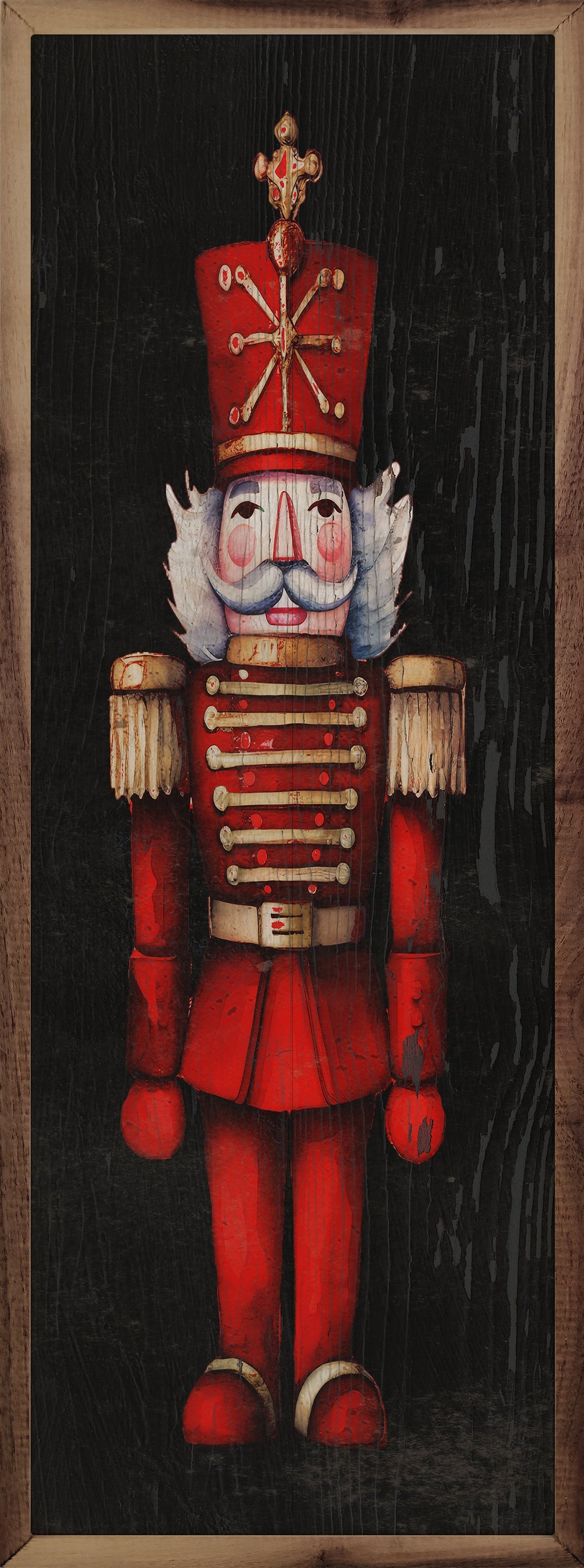 Red Nutcracker Black Wood Framed Print