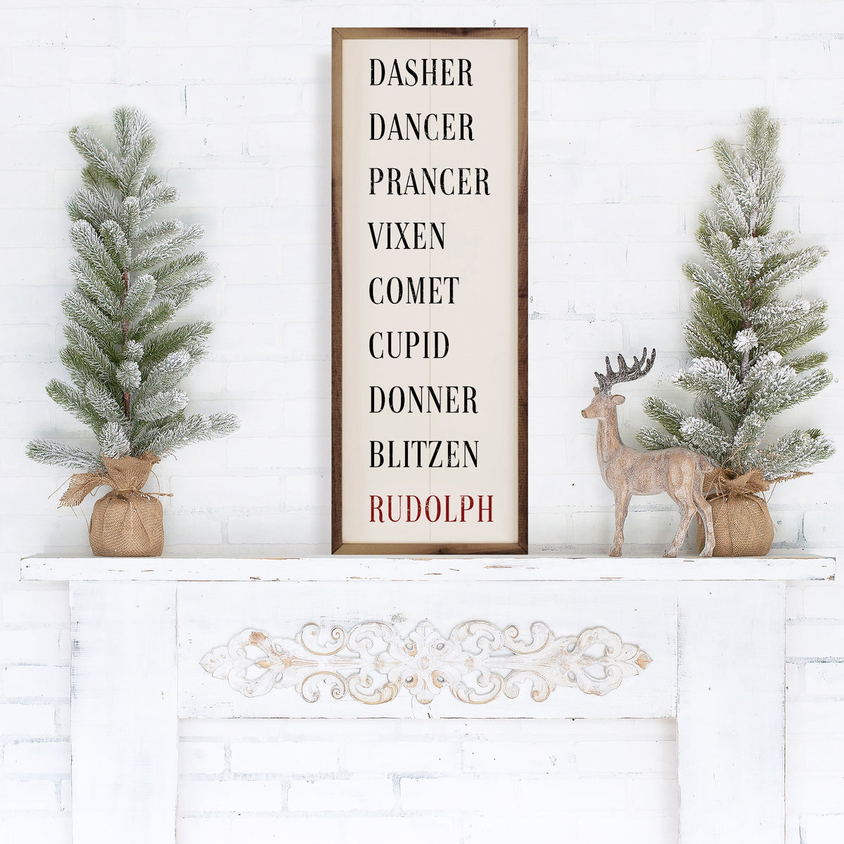 Santa's Reindeer Wood Framed Print