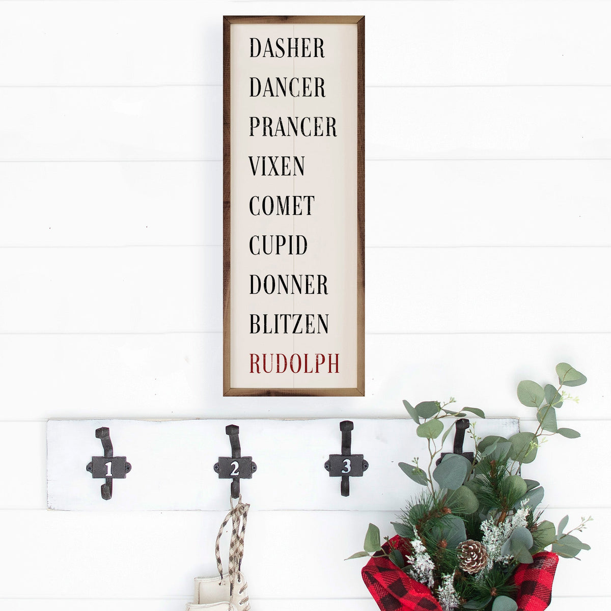 Santa's Reindeer Wood Framed Print