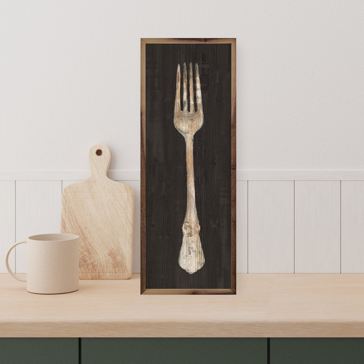 Setting The Table Fork Wood Framed Print