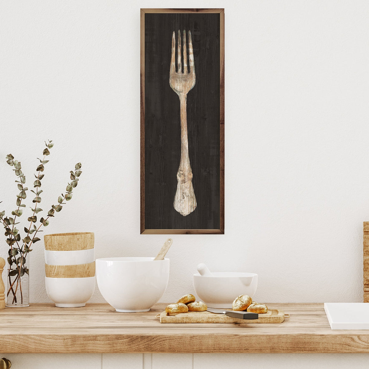 Setting The Table Fork Wood Framed Print