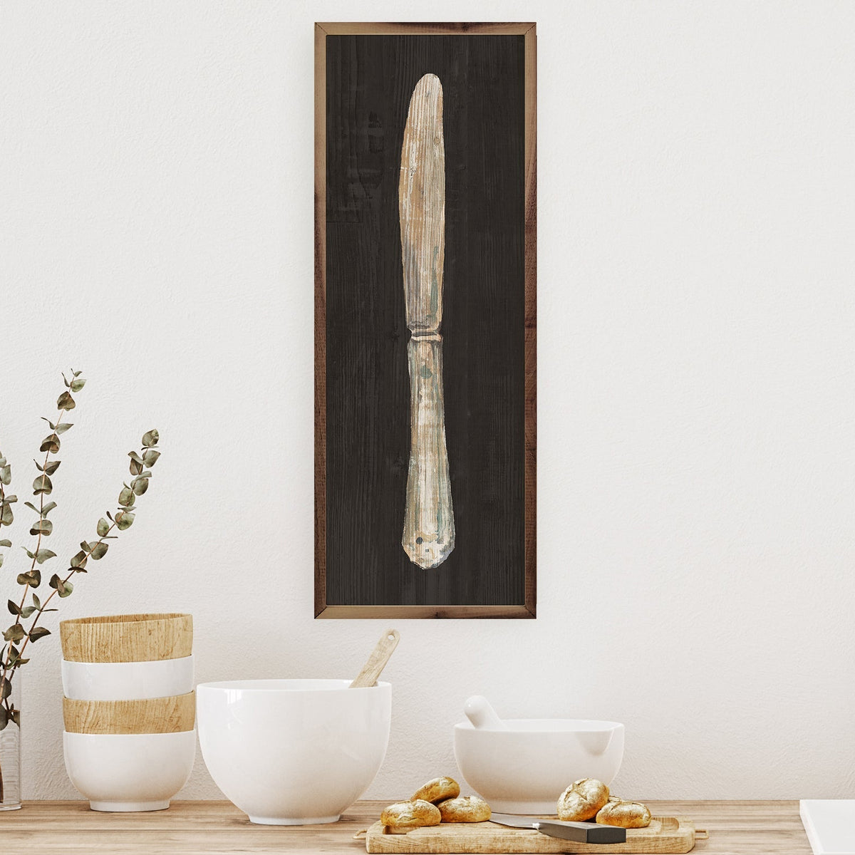 Setting The Table Knife Wood Framed Print