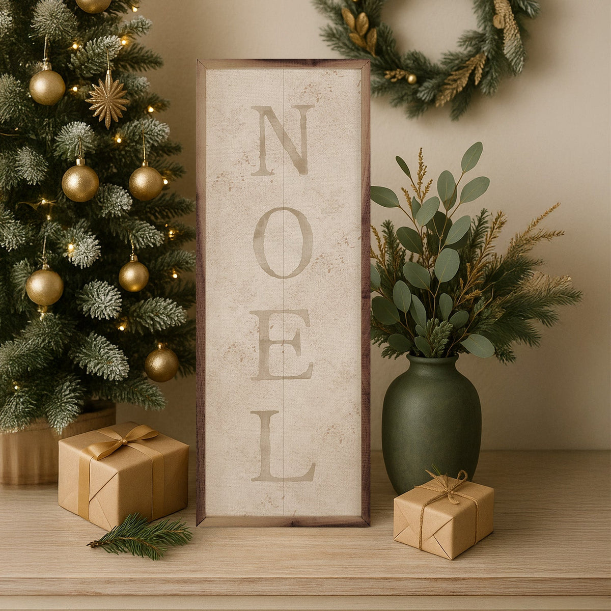 Vintage Noel Wood Framed Print