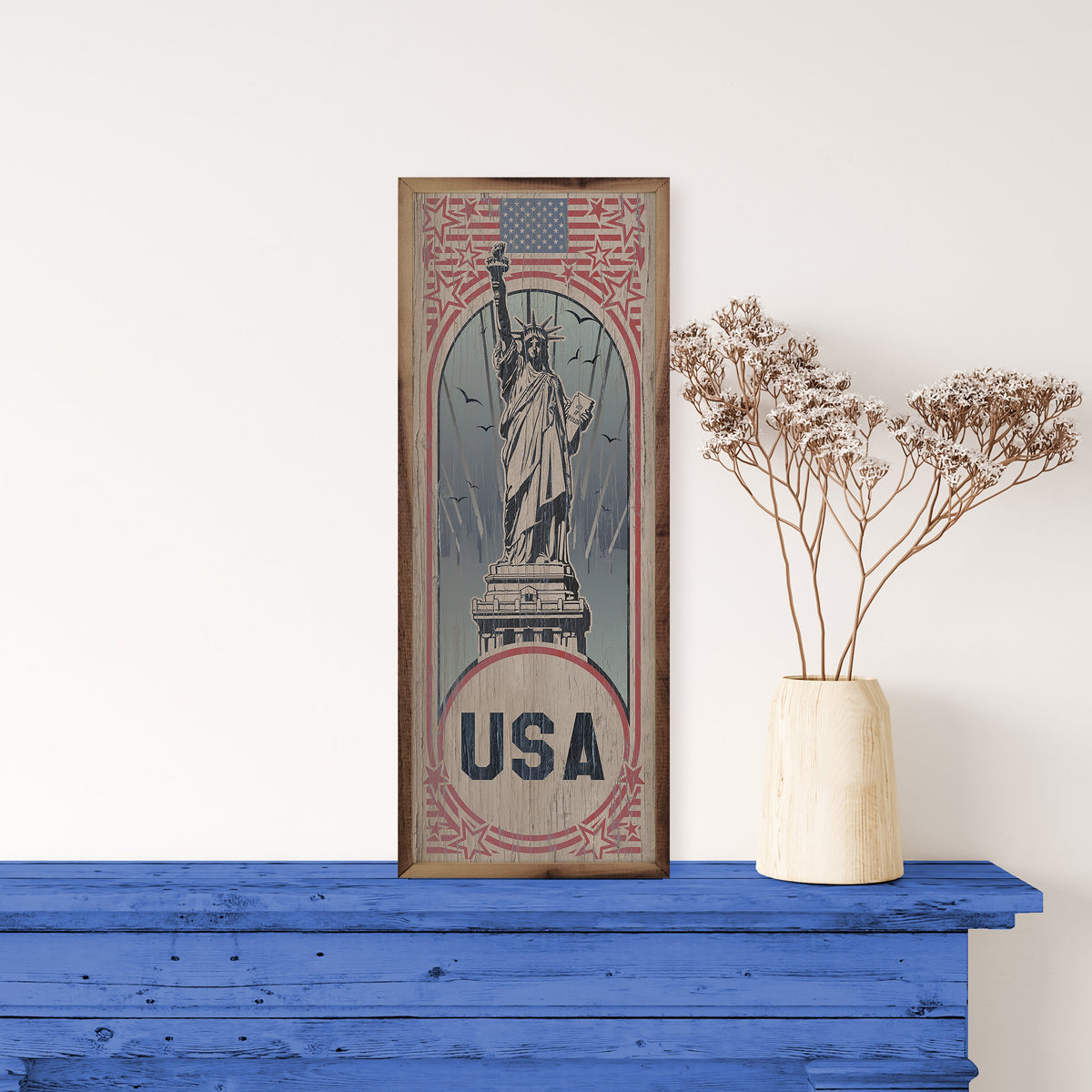 Vintage USA Poster Wood Framed Print