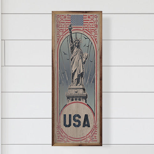 Vintage USA Poster Wood Framed Print