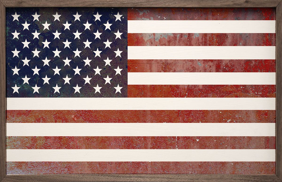 American Flag Wood Framed Print