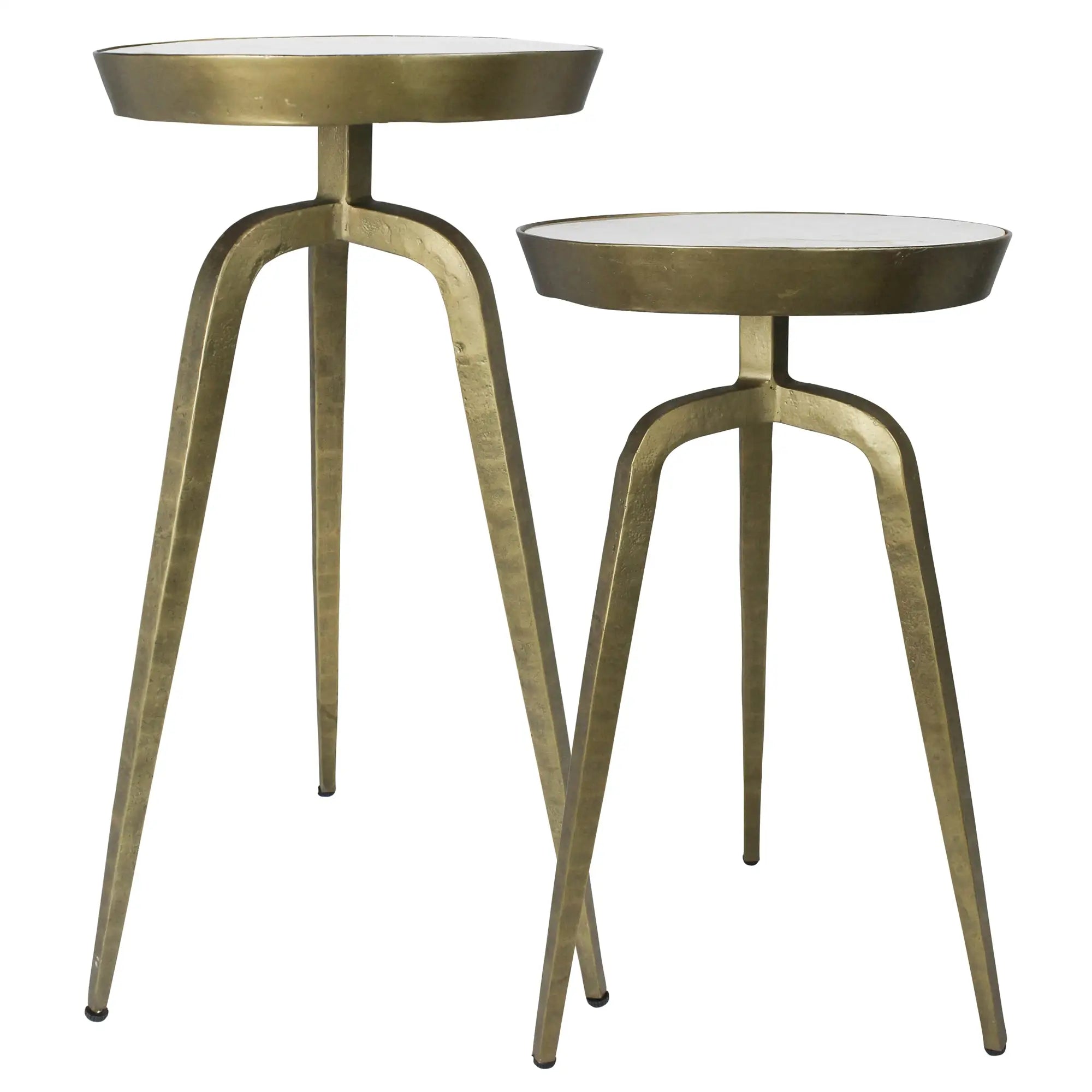 Brass & Marble Walker Side Table Set
