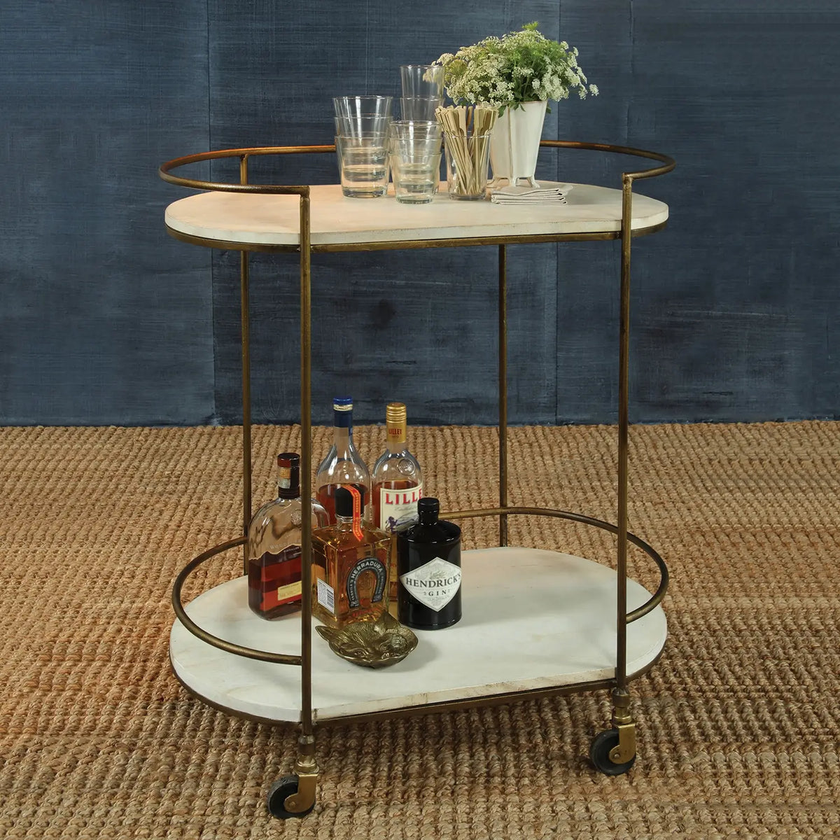 Antique Brass Gibson Bar Cart