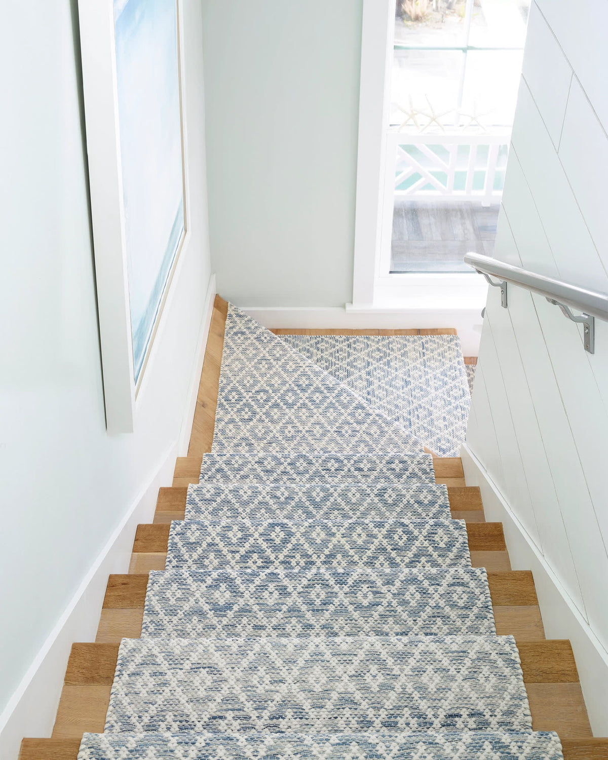 Dash & Albert Melange Diamond Blue Woven Cotton Rug