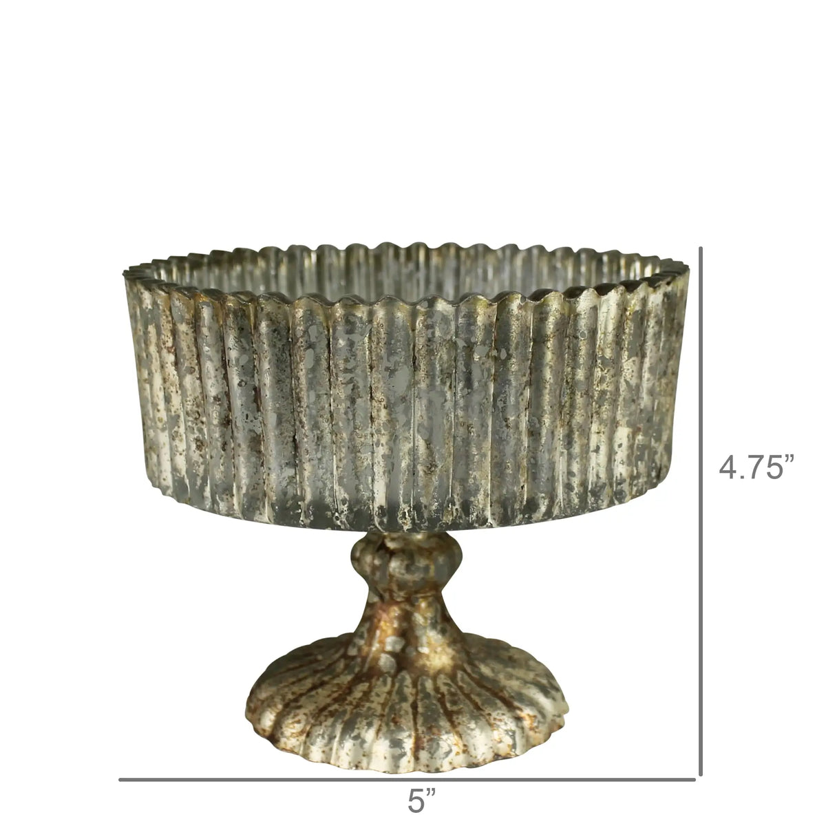 Antiqued Copper Glass Footed Compote