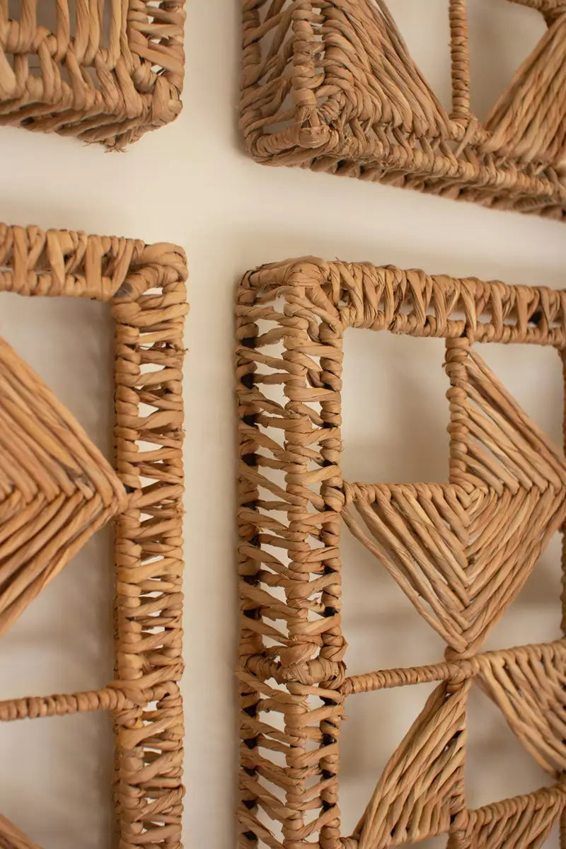 Seagrass & Iron Quilt Pattern Wall Art Set