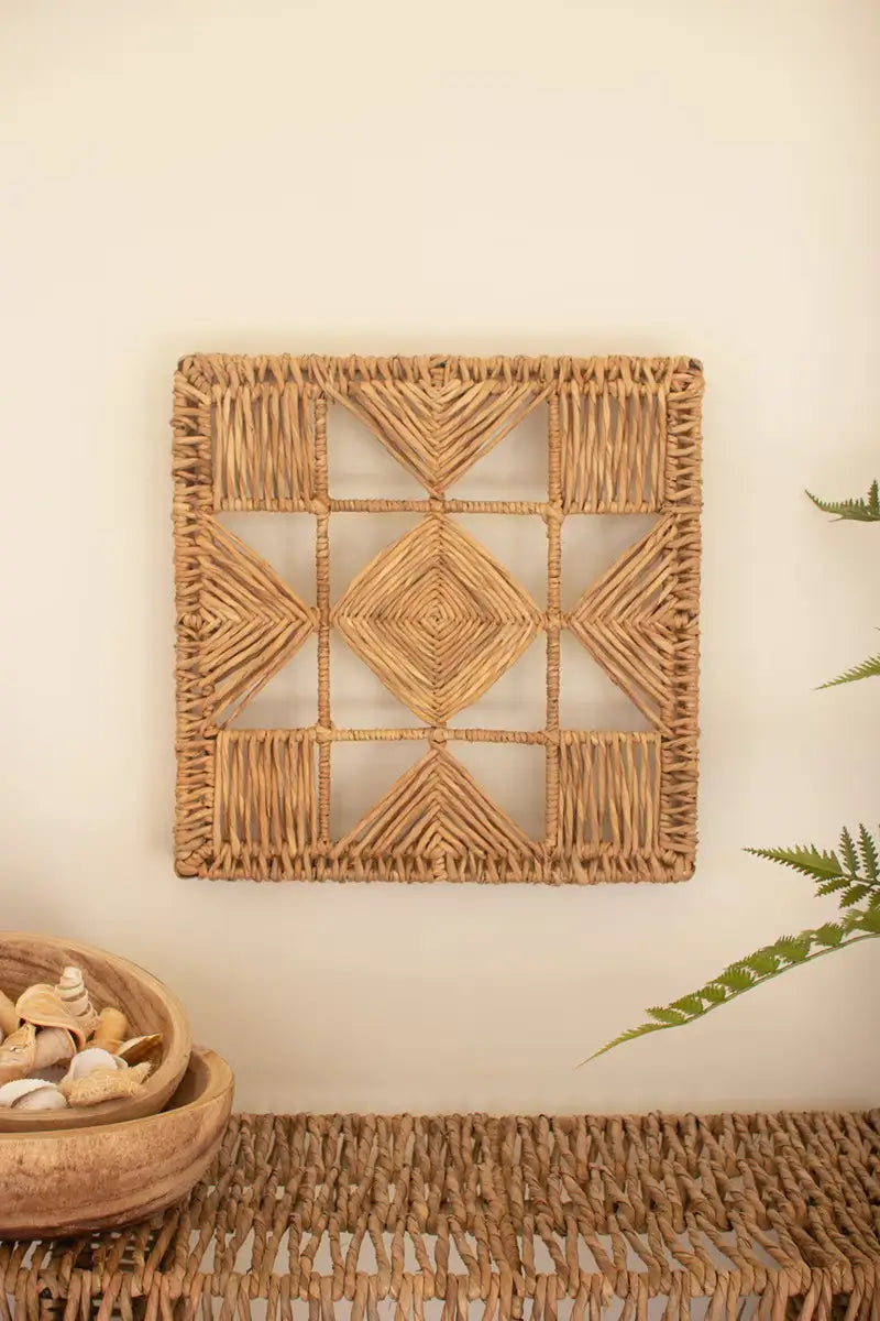 Seagrass & Iron Quilt Pattern Wall Art Set