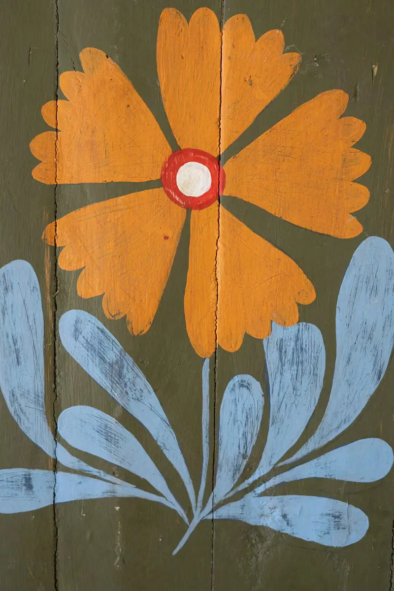 Hand Painted Florals On Recycled Wood