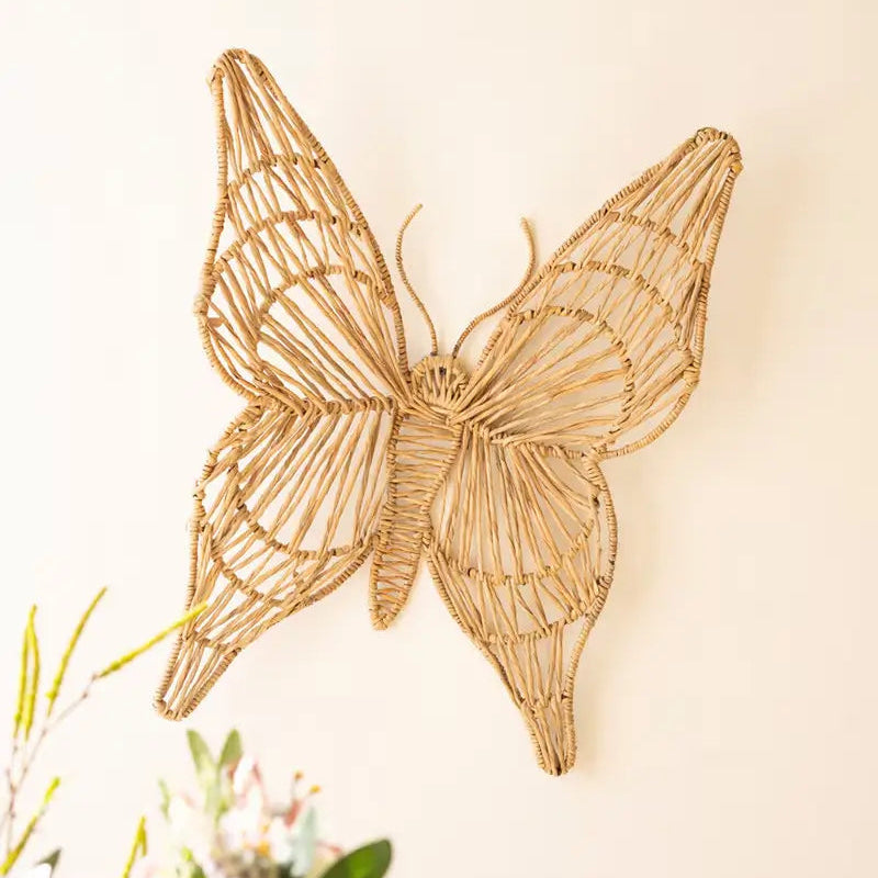 Handwoven Seagrass Butterfly & Dragonfly Wall Decor