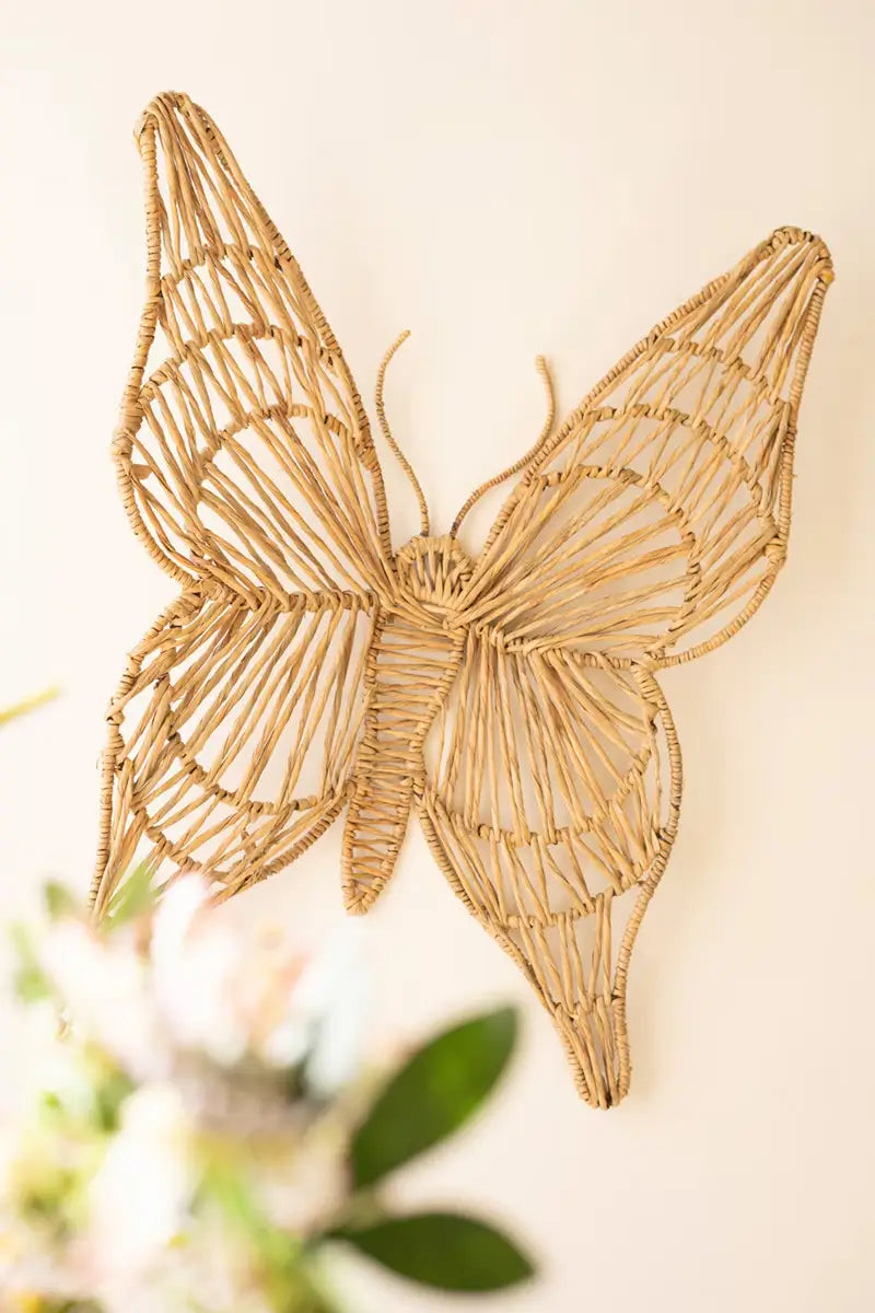 Handwoven Seagrass Butterfly & Dragonfly Wall Decor