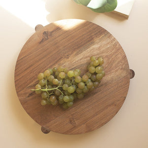 Acacia Wood Round Footed Serving Board