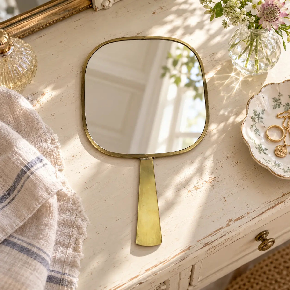 Monroe Brass Hand Mirror