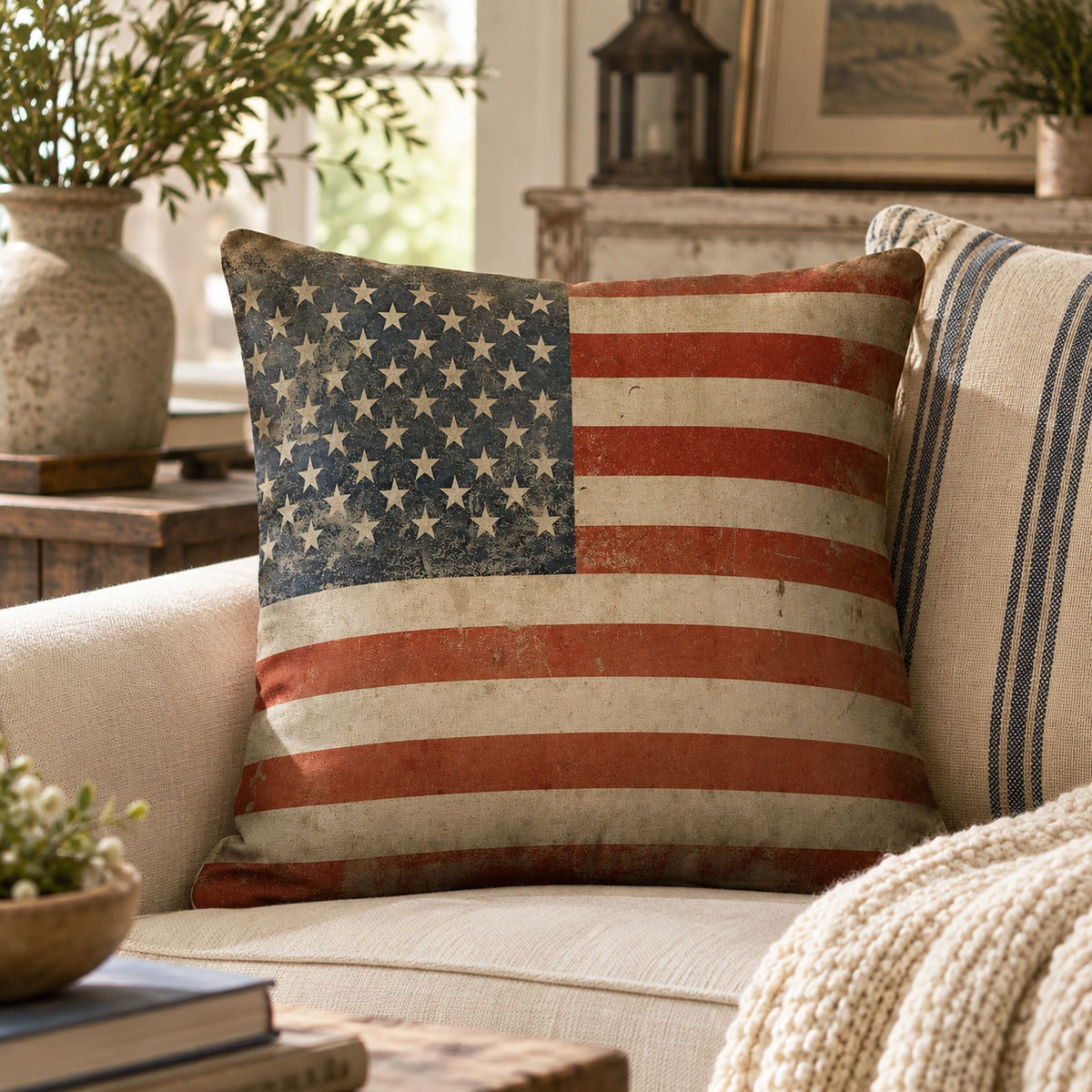 American Flag Throw Pillow