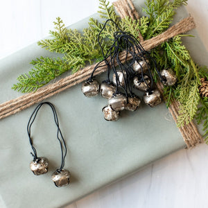 Antiqued Silver Jingle Bells Tie Set