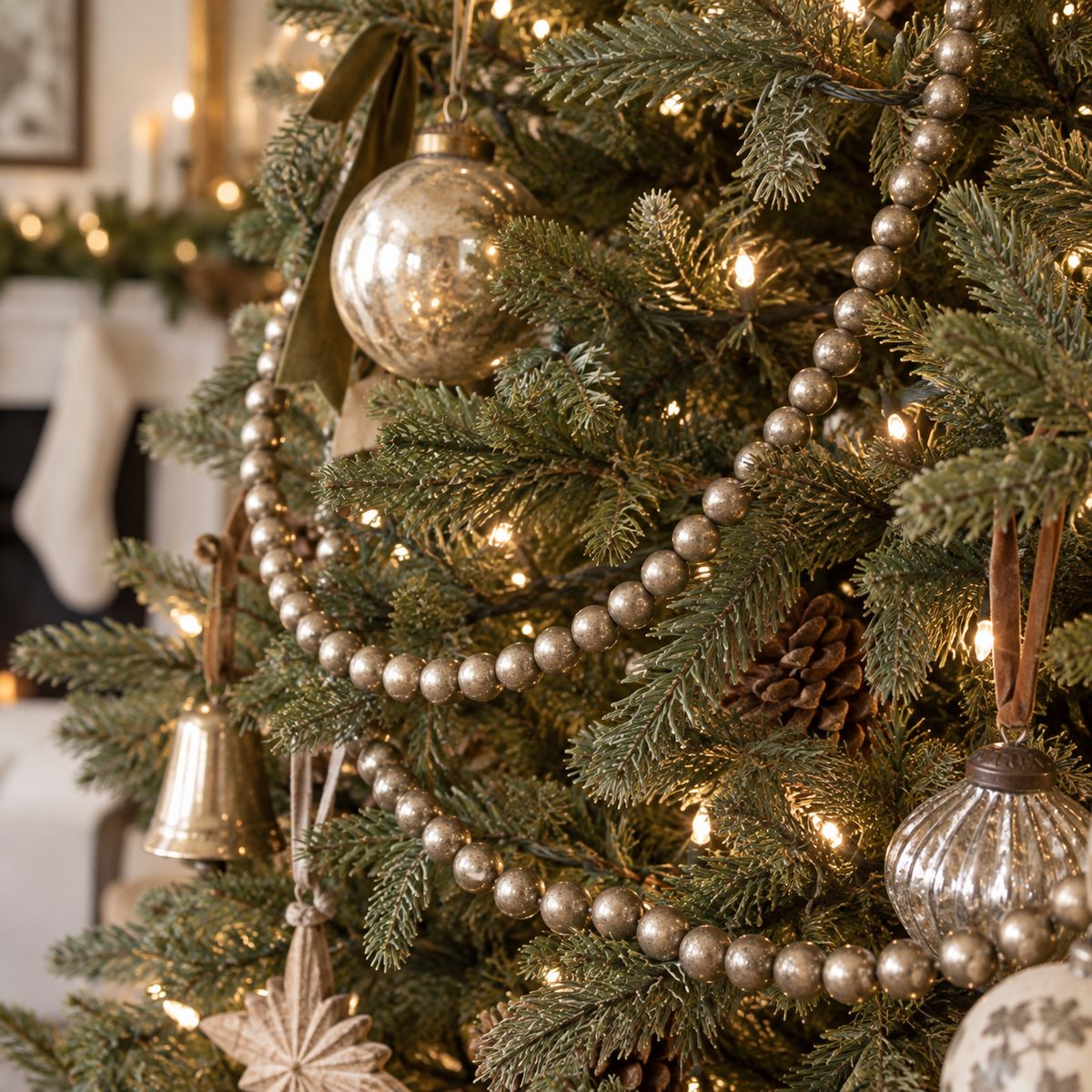 Antiqued Silver Bead Garland