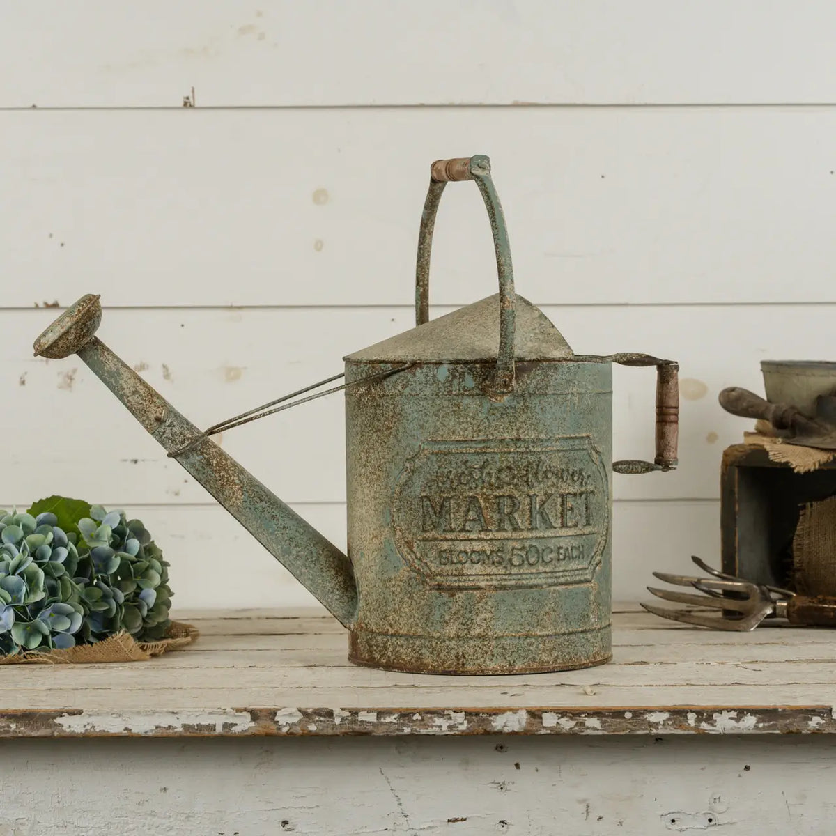 Blue Fresh Flower Market Watering Can