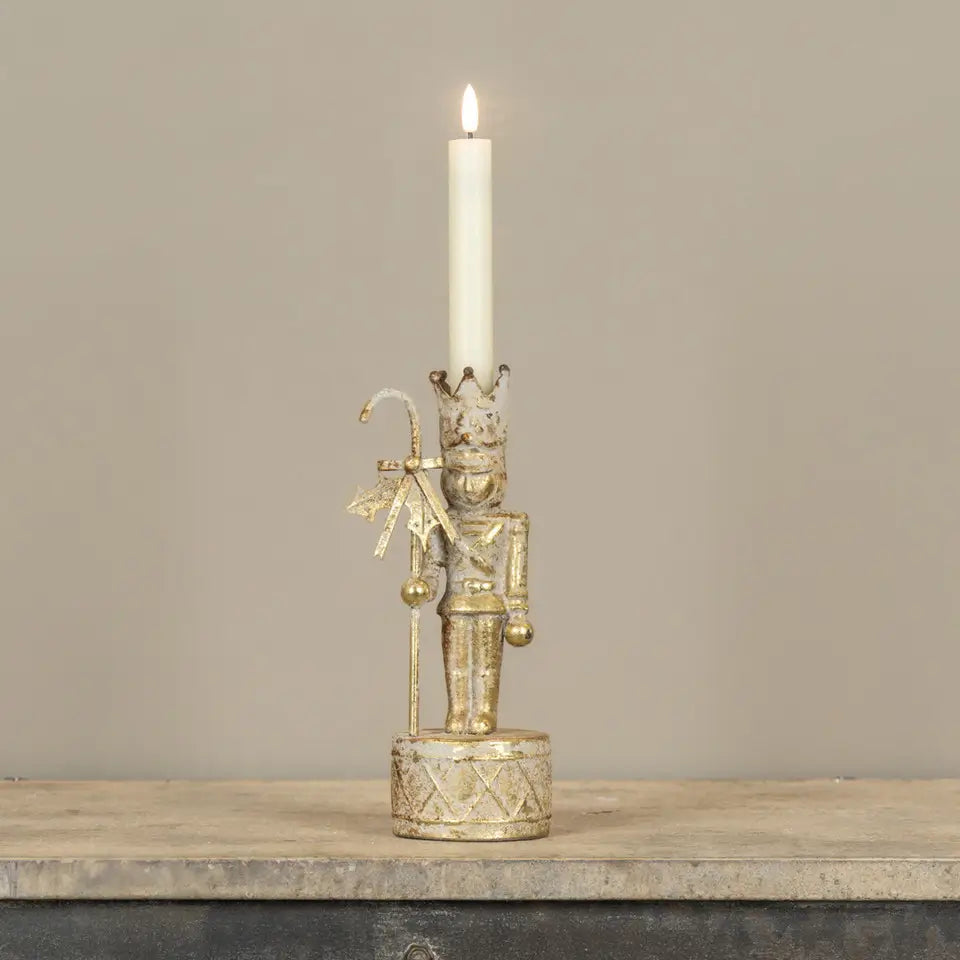 Gold Nutcracker Taper Candle Holder