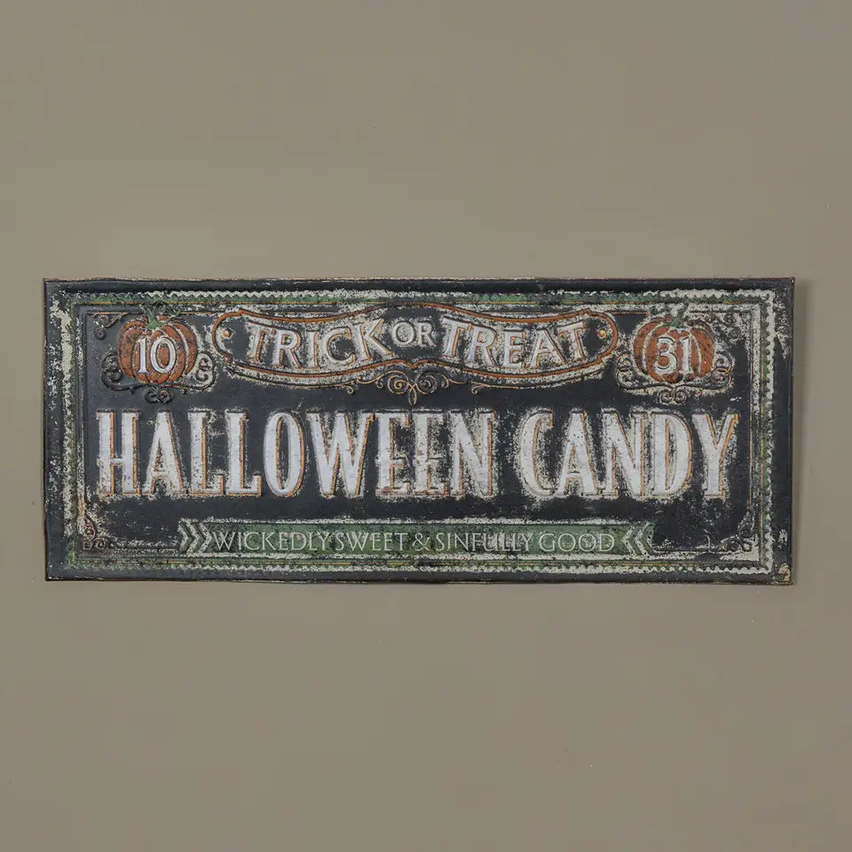 Halloween Candy Metal Sign