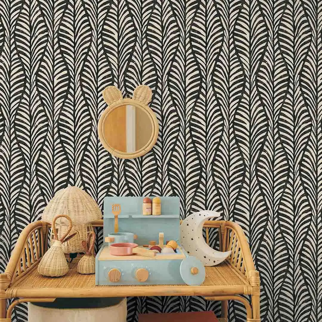 Block Print Leaves Peel & Stick Wallpaper