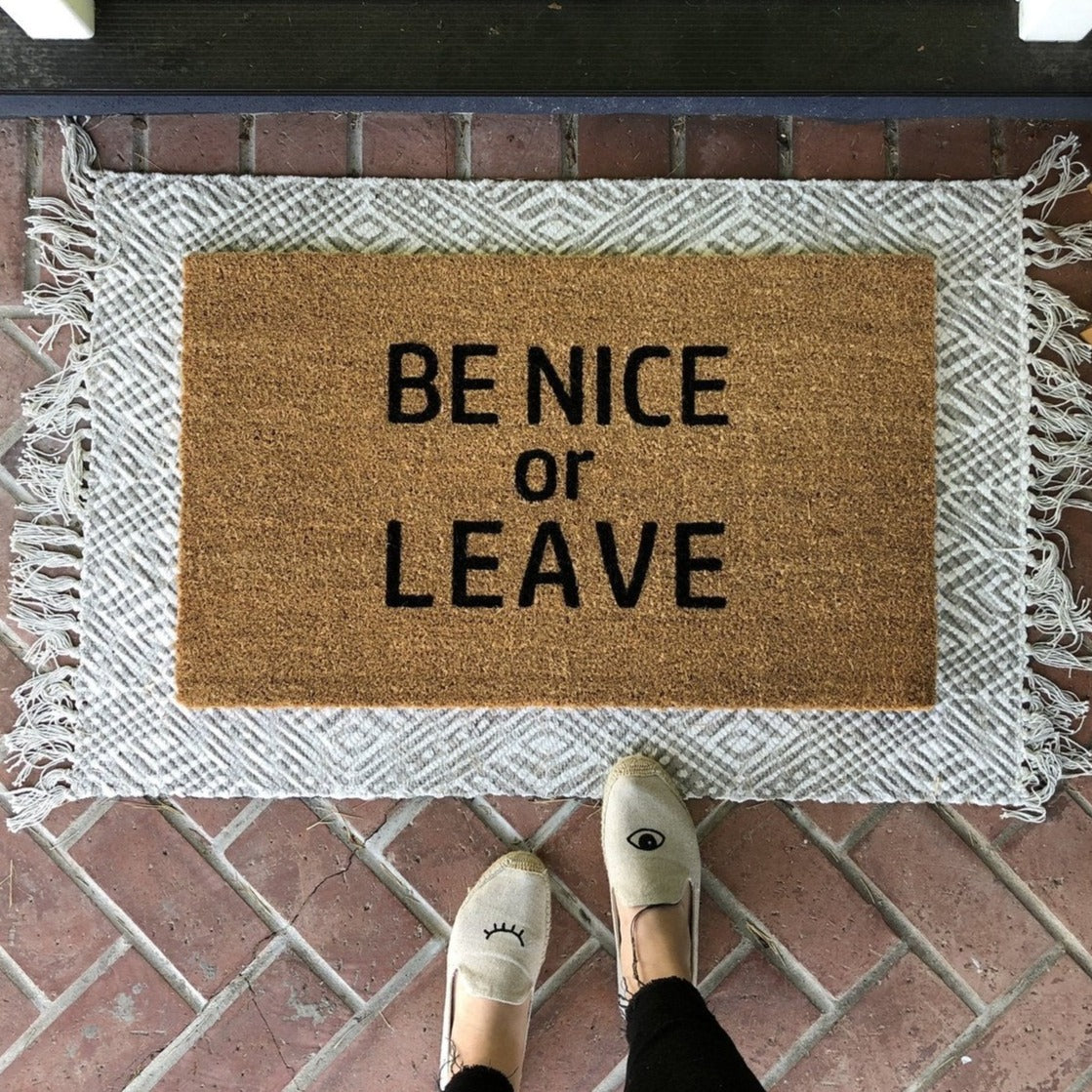 Be Nice Or Leave Funny Door Mat
