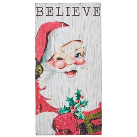 Believe Santa Textured Wood Wall Art