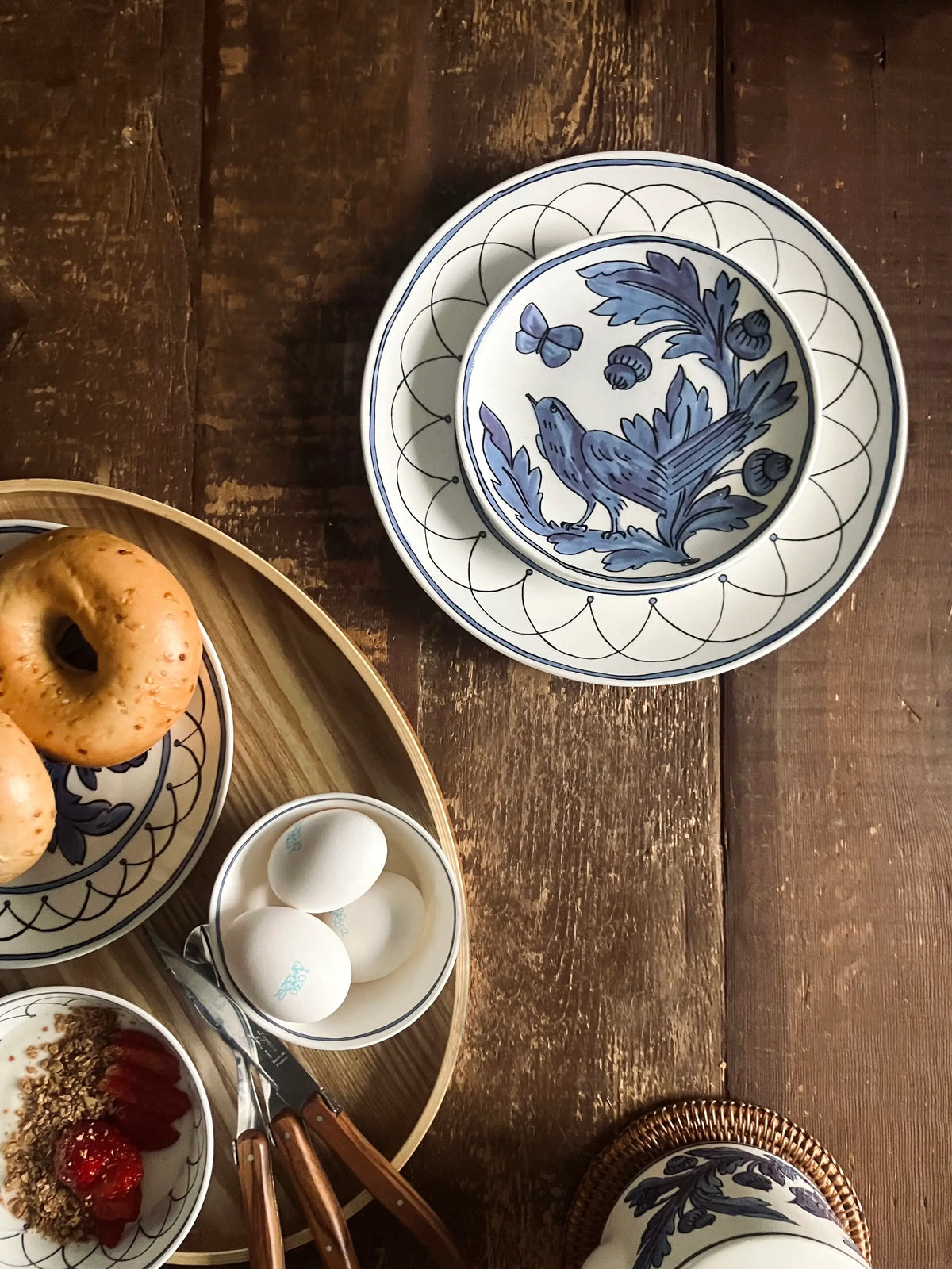 Heritage Blue Bird 7" Appetizer Plate Set