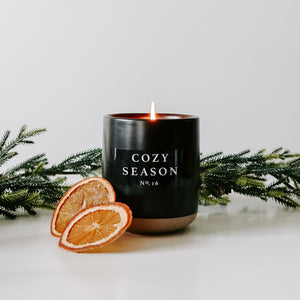 Cozy Season Black Stoneware Candle
