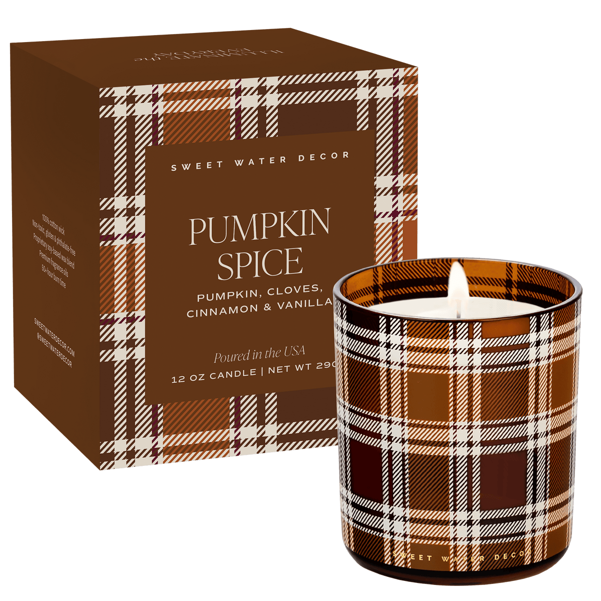 Pumpkin Spice Plaid Glass Jar Candle