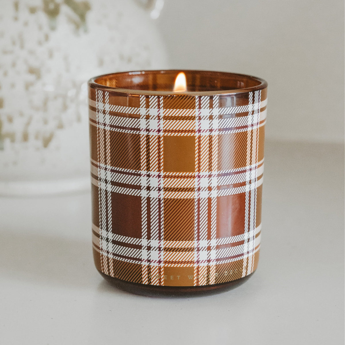 Pumpkin Spice Plaid Glass Jar Candle